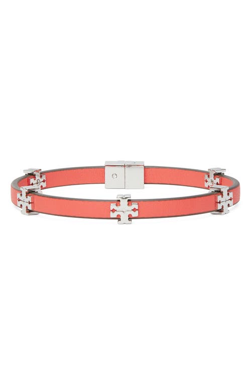 Tory Burch Eleanor Faux Leather Bracelet In Orange