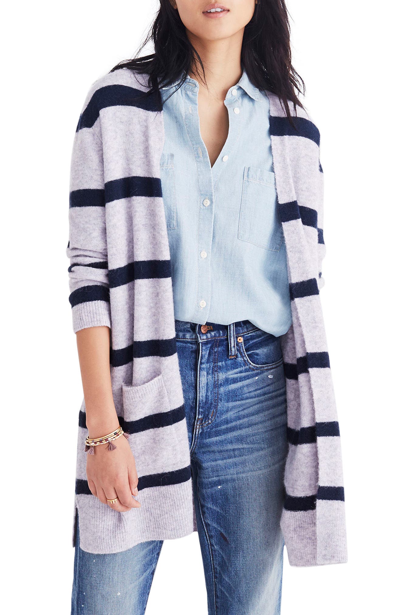 madewell kent striped cardigan