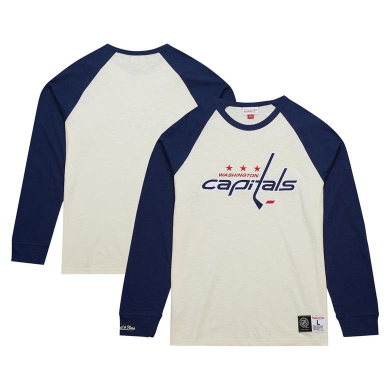 Shop Mitchell & Ness Cream Washington Capitals Legendary Slub Vintage Raglan Long Sleeve T-shirt