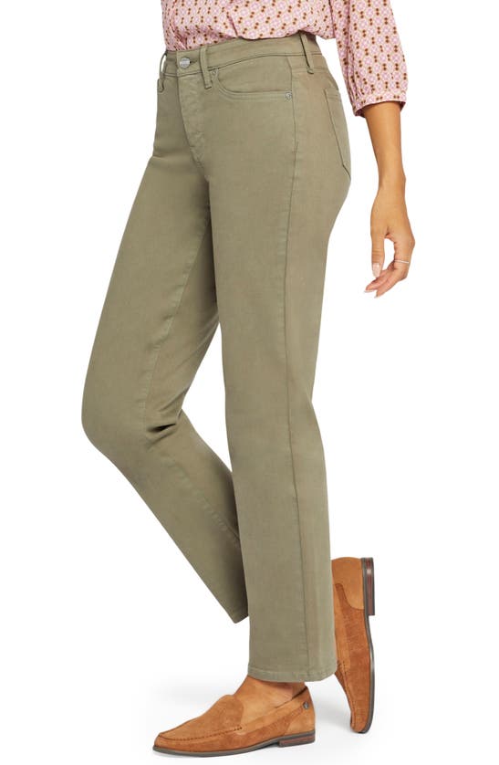 Nydj Relaxed Slender Womens Pocket Denim Straight Leg Jeans In Avocado