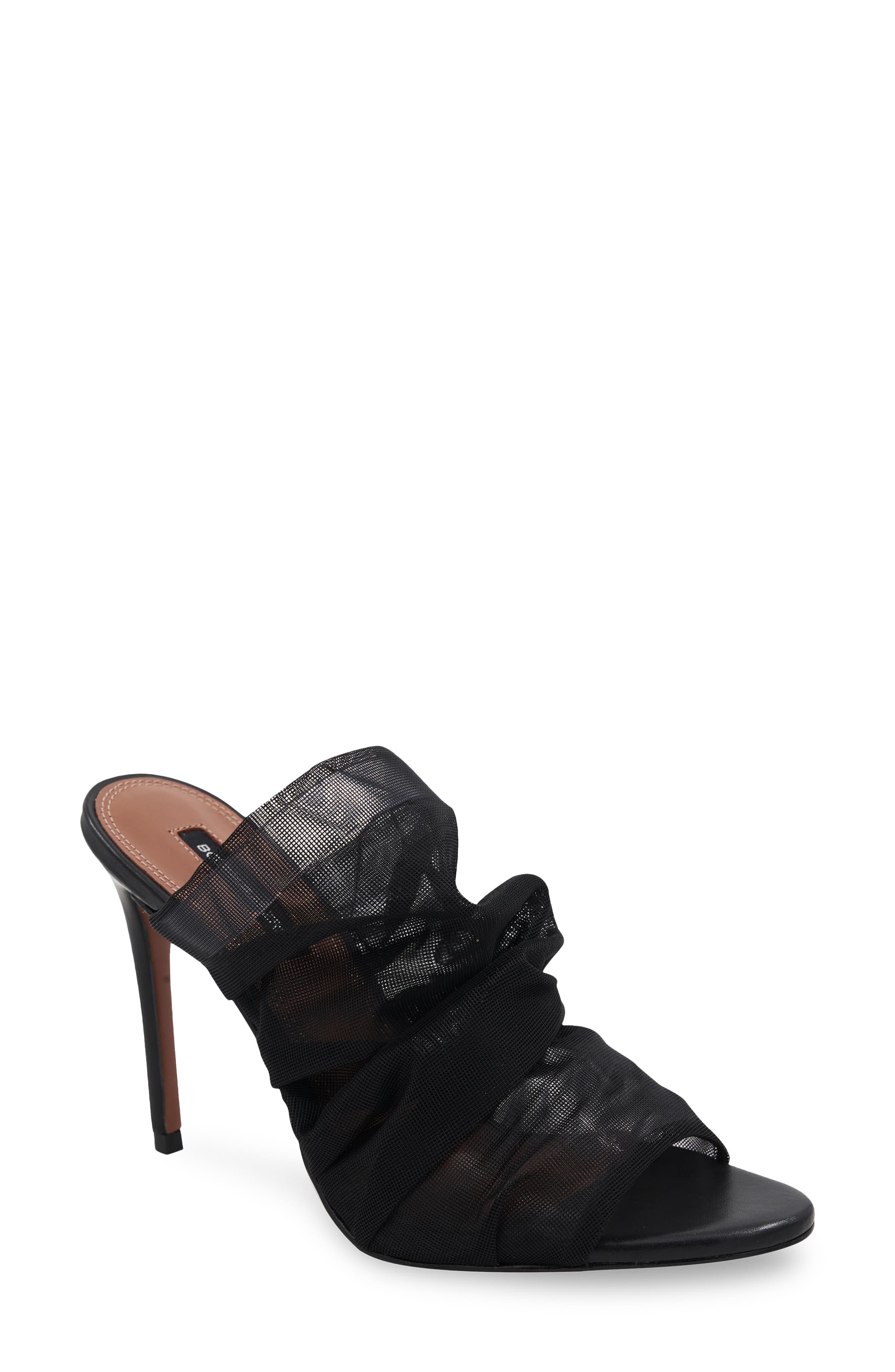 BCBG Max Azria Runway gray Snake Print black satin Neal high Heel sandals Size:9 