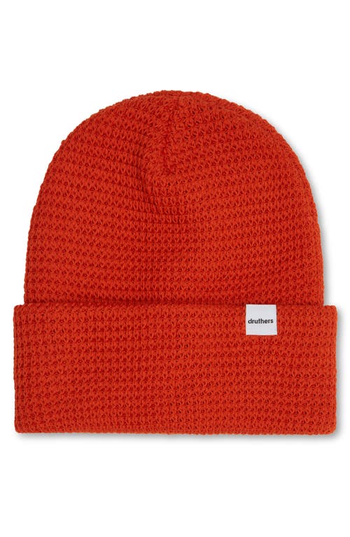 Shop Druthers Nyc Organic Cotton Waffle Knit Beanie In Orange