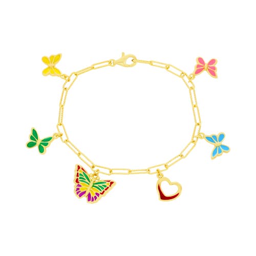 Donatello Gian Heart & Butterfly Charm Bracelet In Gold