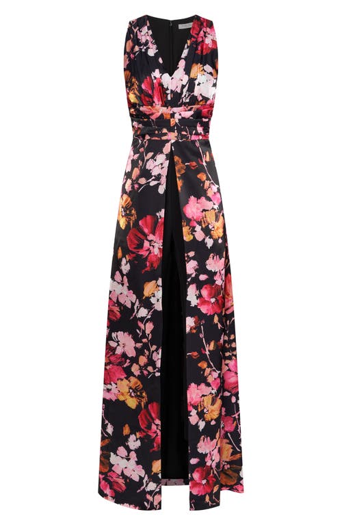 Shop Kay Unger Arlo Floral Maxi Jumpsuit In Saffron/black