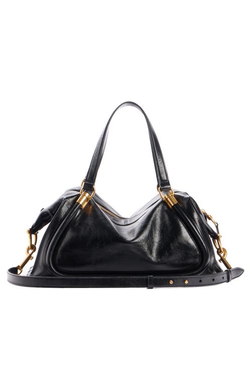 Shop Chloé Large Paraty 24 Leather Shoulder Bag In Black