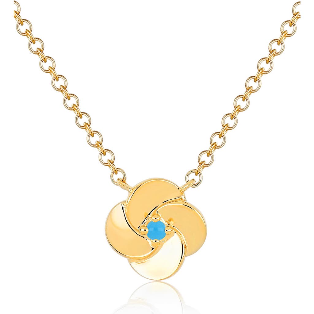 Ef Collection Turquoise Petal Pendant Necklace In Gold