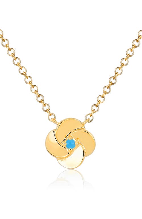 Shop Ef Collection Turquoise Petal Pendant Necklace In Yellow Gold/turquoise