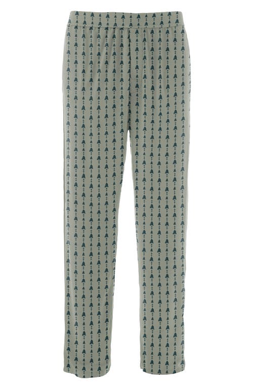 Print Pajama Pants in Sage Trees And Hearts