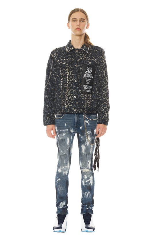 Cult Of Individuality Punk Ripped Stretch Super Skinny Jeans In Leopard