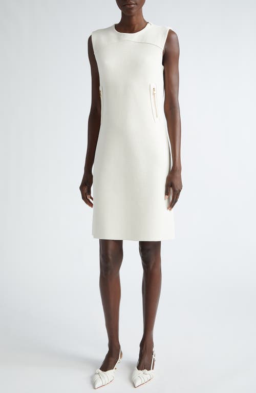St. John Collection Pebble Texture Double Face Knit Shift Dress Ecru at Nordstrom,