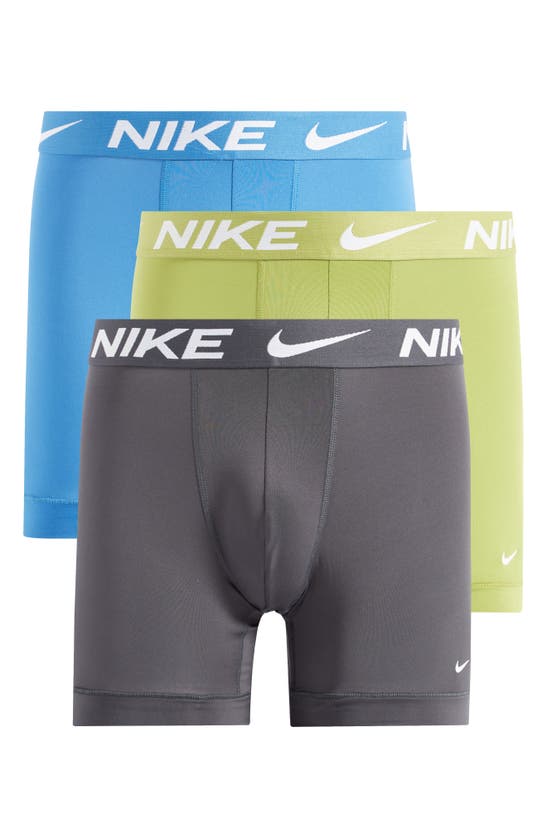 Shop Nike 3-pack Dri-fit Essential Micro Boxer Briefs In Star Blue/ Pear/ Anthracite