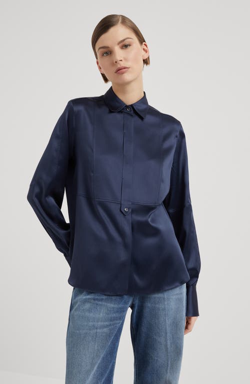 Shop Brunello Cucinelli Satin Shirt In Night