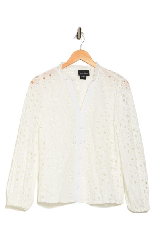 FORGOTTEN GRACE FORGOTTEN GRACE COTTON EYELET BUTTON-UP SHIRT
