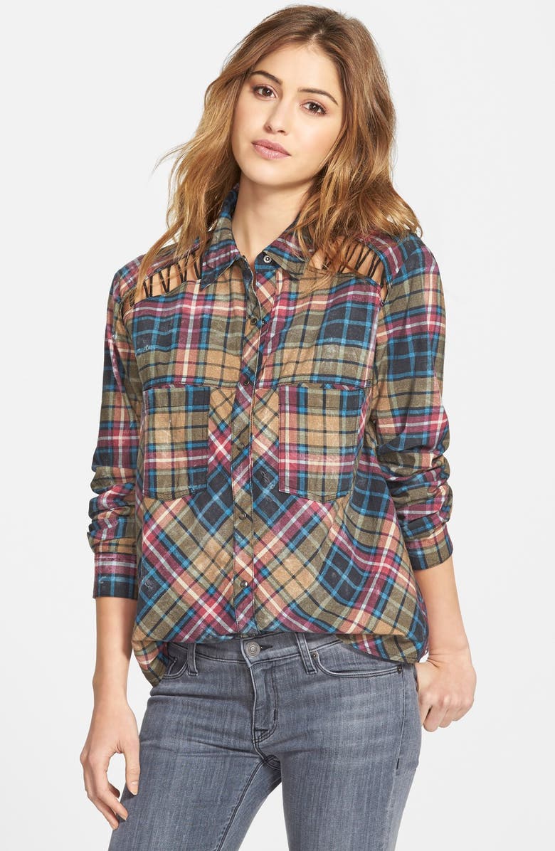 Free People Stitch Detail Plaid Shirt (Nordstrom Exclusive) | Nordstrom