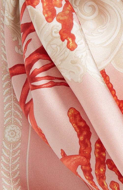 Shop Versace Barocco Silk Square Scarf In Dusty Rose Coral Bone