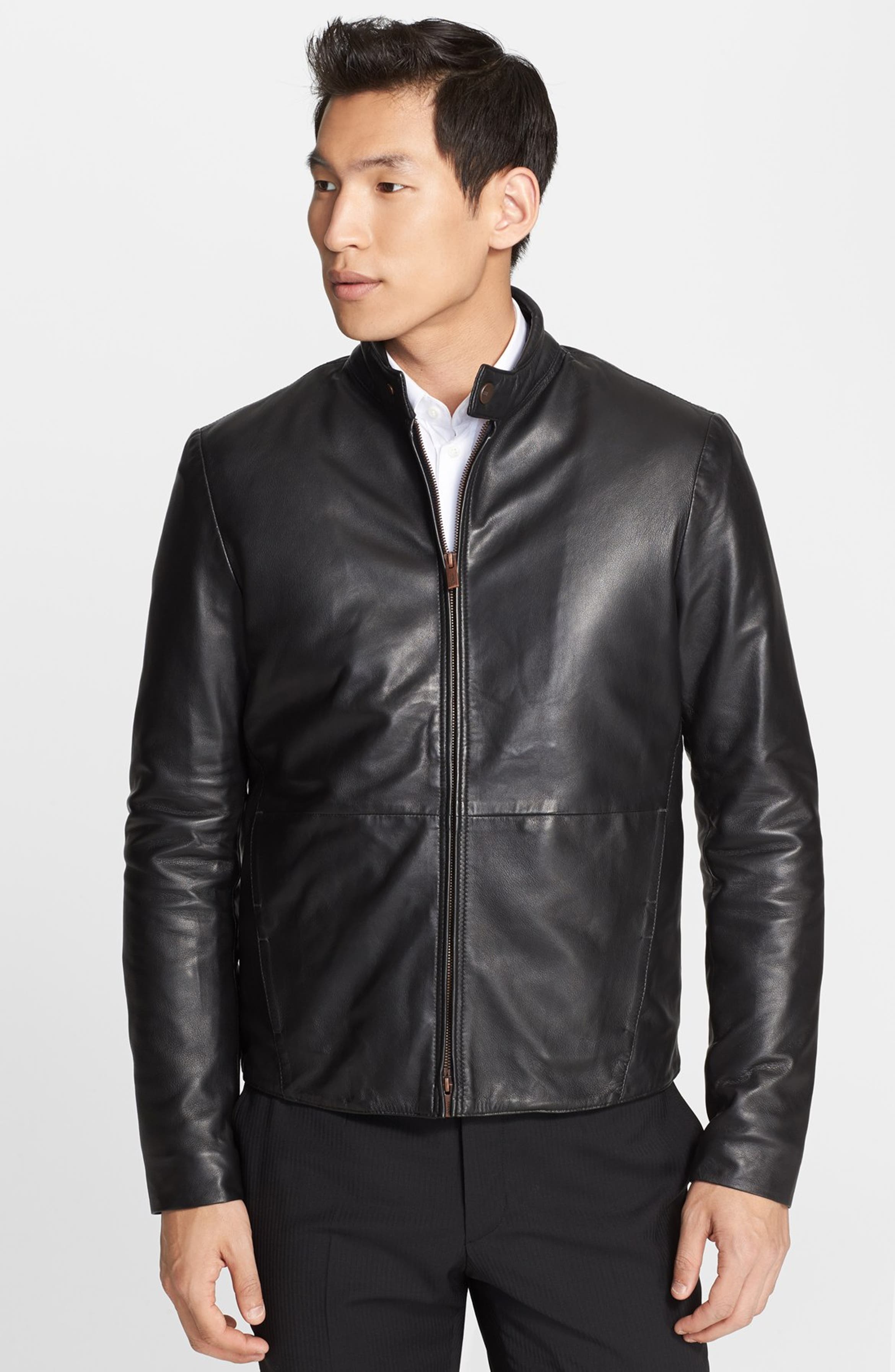 Armani Collezioni Lambskin Leather Jacket | Nordstrom