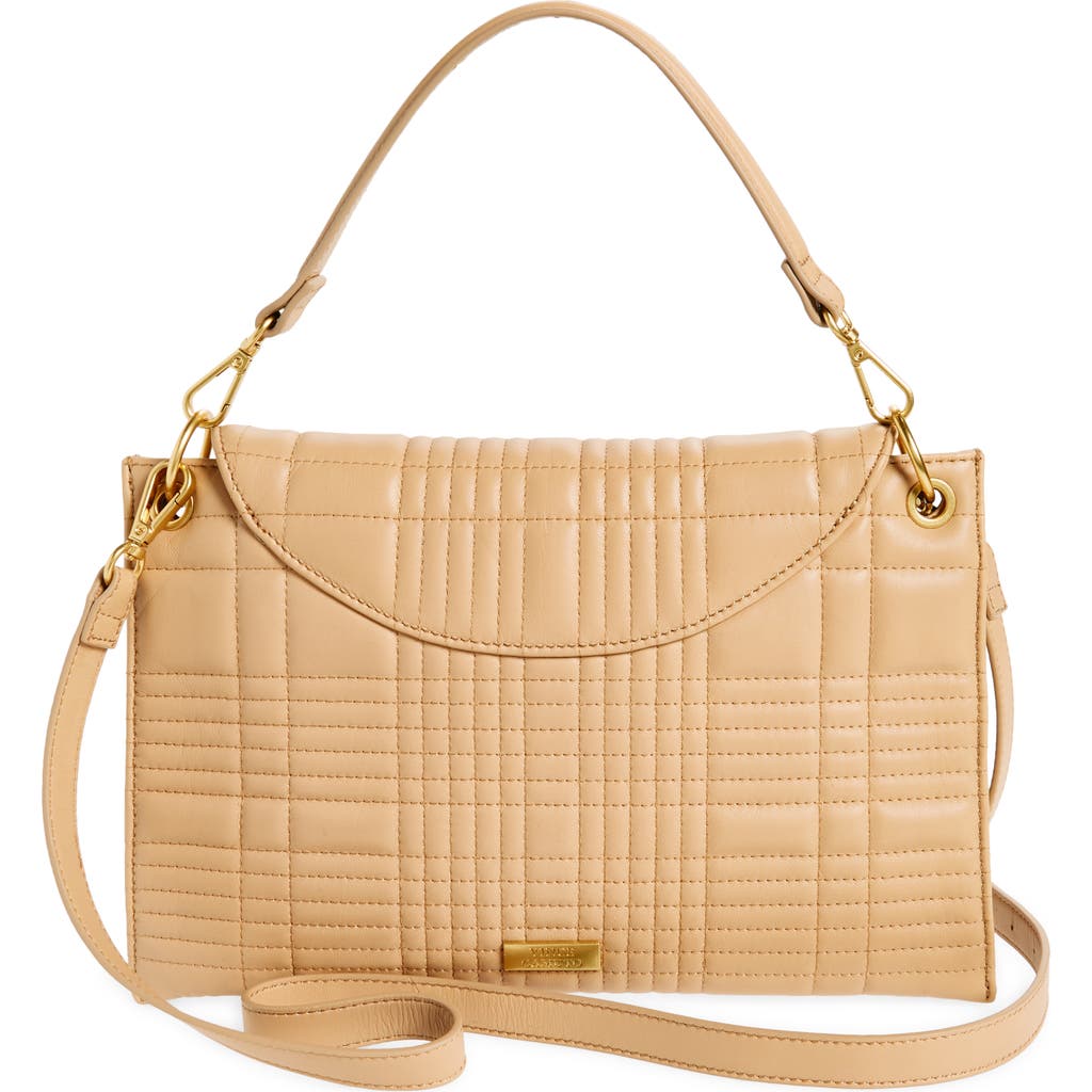 Shop Vince Camuto Barb Leather Crossbody In Sandstone