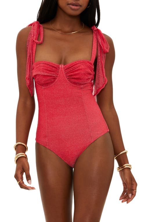 Beach Riot Dede Rib Underwire One-Piece Swimsuit Red Hot Shine at Nordstrom,