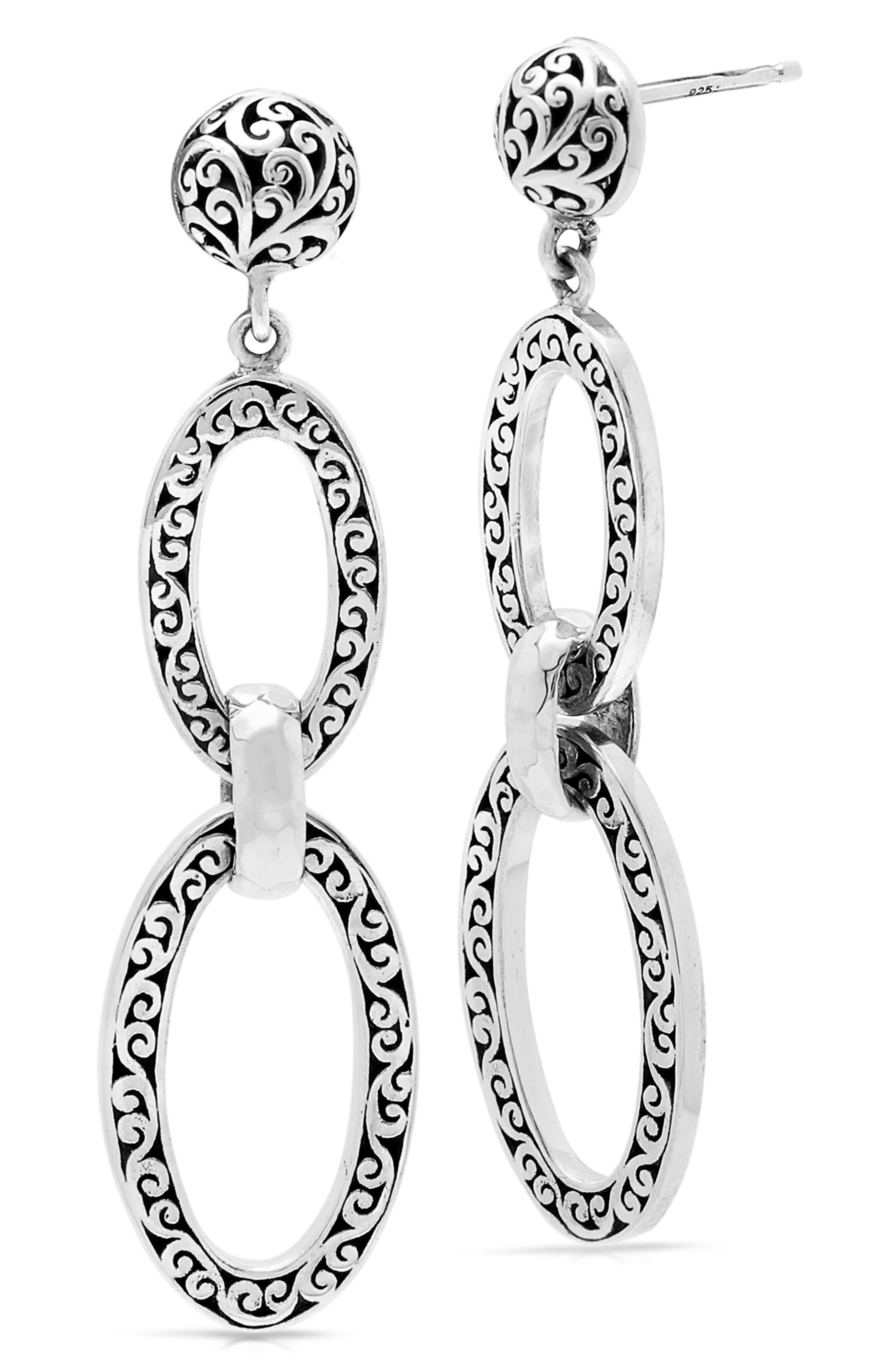 Lois Hill Scroll Oval Drop Earrings 