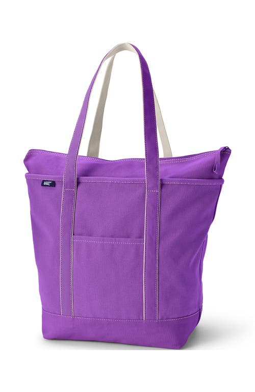 Shop Lands' End Medium Solid Color 5 Pocket Open Top Canvas Tote Bag In Vivid Violet