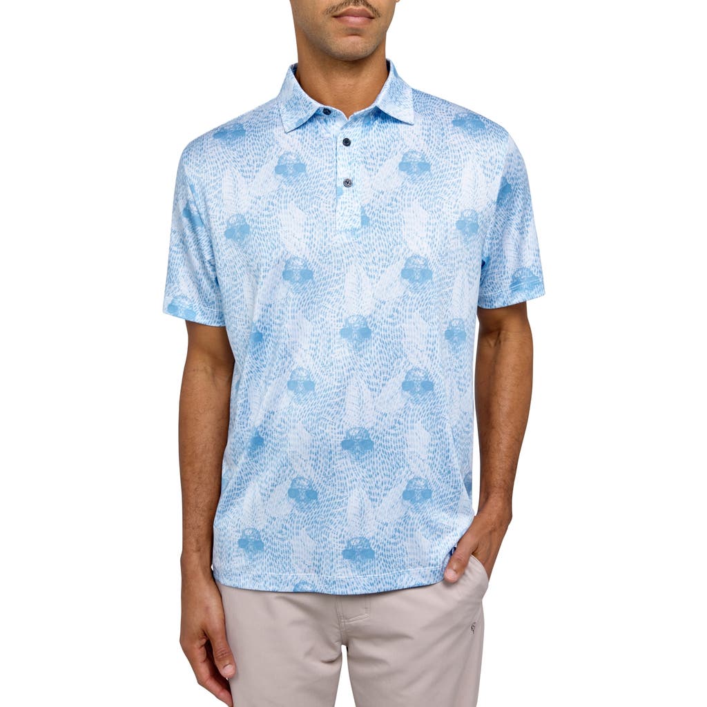 Construct Con.struct Seal Print Performance Golf Polo In White/blue