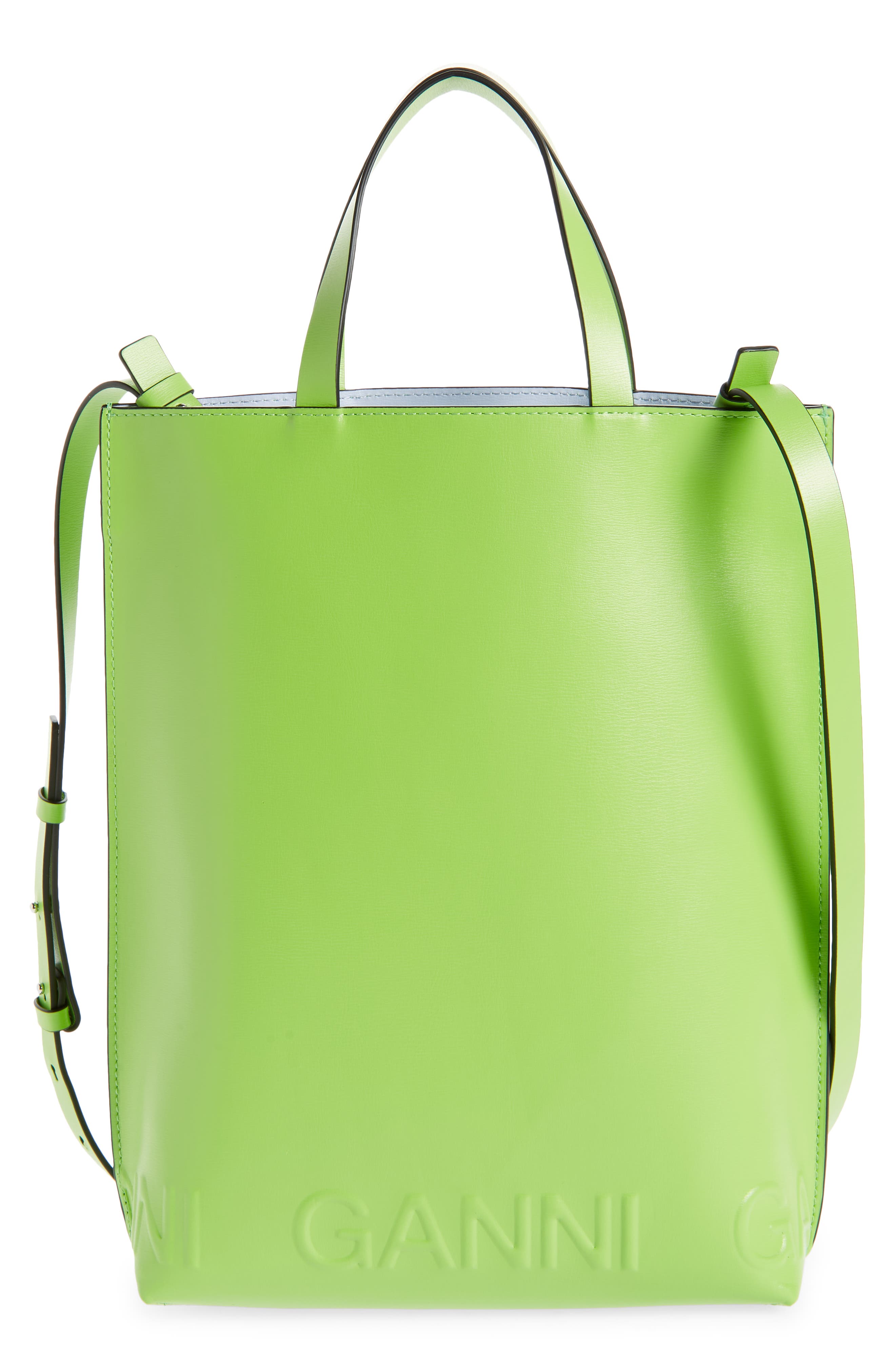 GANNI: The Knot bag in recycled nylon - Lime