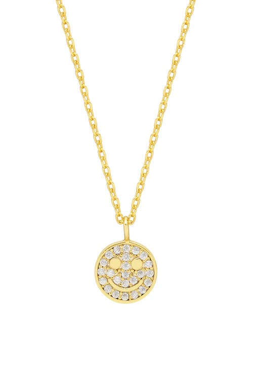 Pavé Smiley Face Necklace in Gold