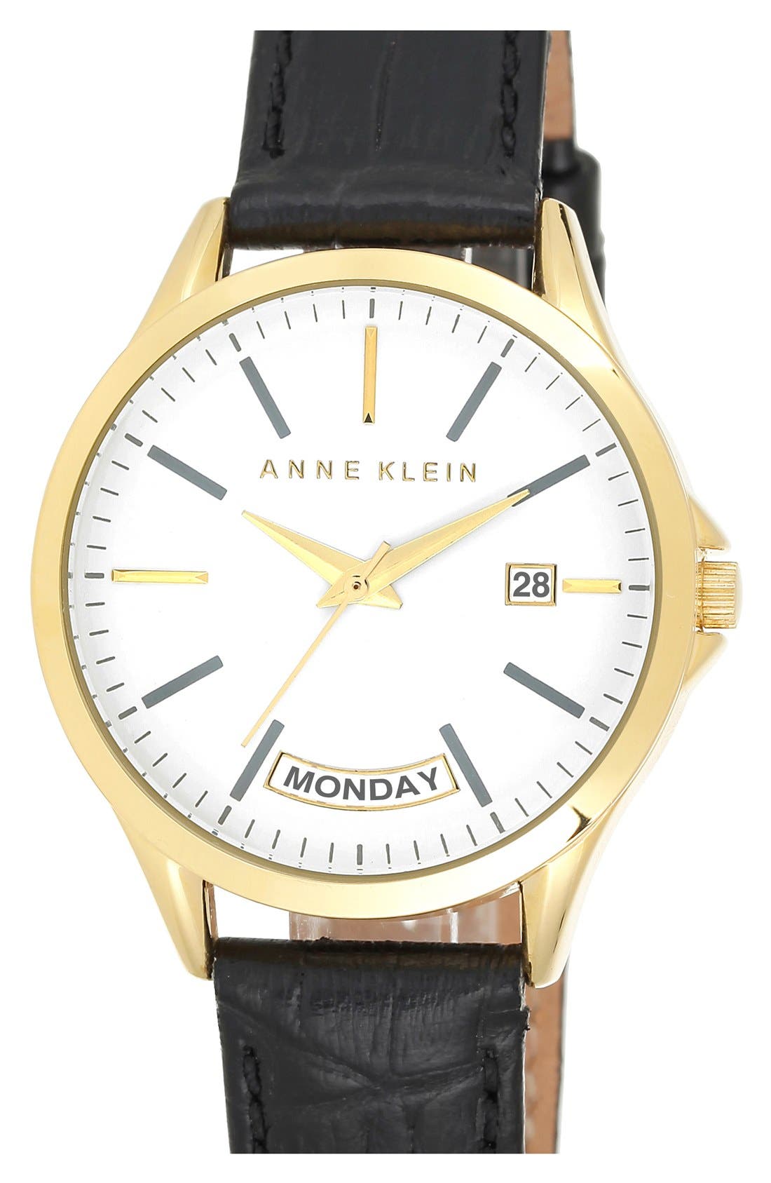 Anne Klein Round Leather Strap Watch, 35mm Nordstrom