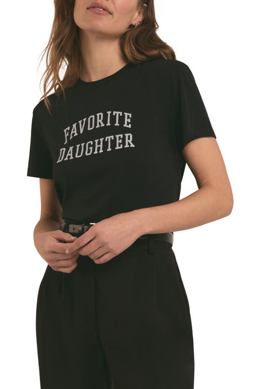 Favorite Daughter Cropped Collegiate Tee In Black W/white