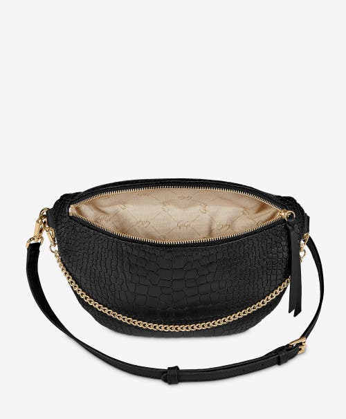 Gigi New York Beck Sling Bag In Black Embossed Croc