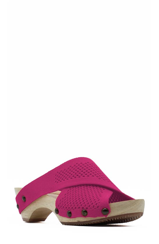Jax And Bard Libby Hill Knit Cross Strap Sandal In Pink Sangria
