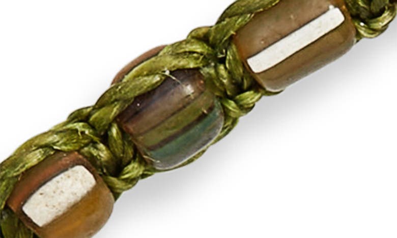 Shop Caputo & Co Recycled Glass Bead Woven Bracelet In Olive Combo