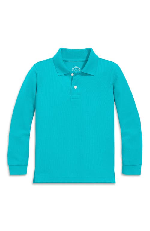 Shop Primary Long Sleeve Pique Polo In Peacock