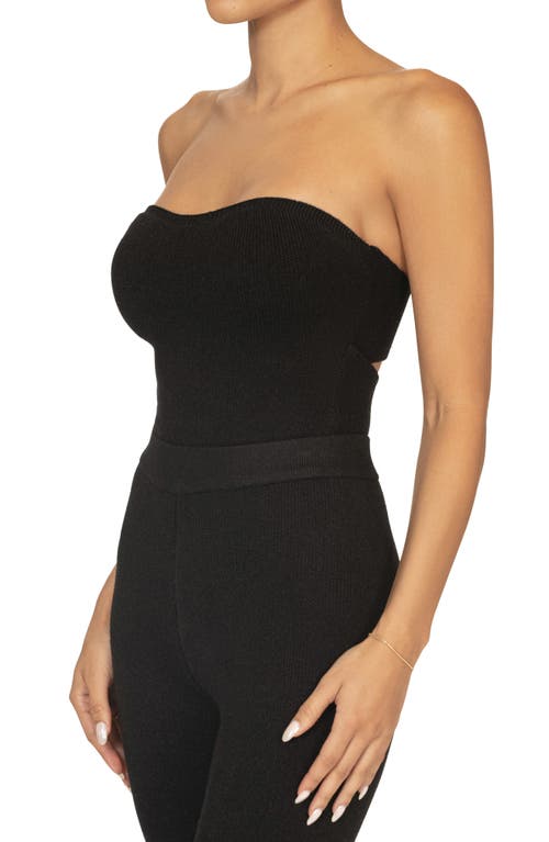 Jluxlabel Tropic Oasis Strapless Knit Top In Black