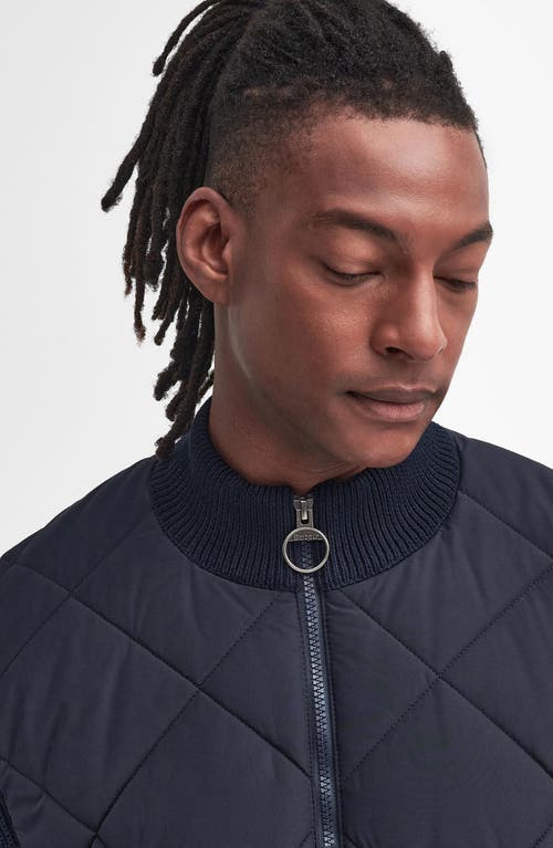 Barbour Newland Zip Through Knitted Sweater In Navy