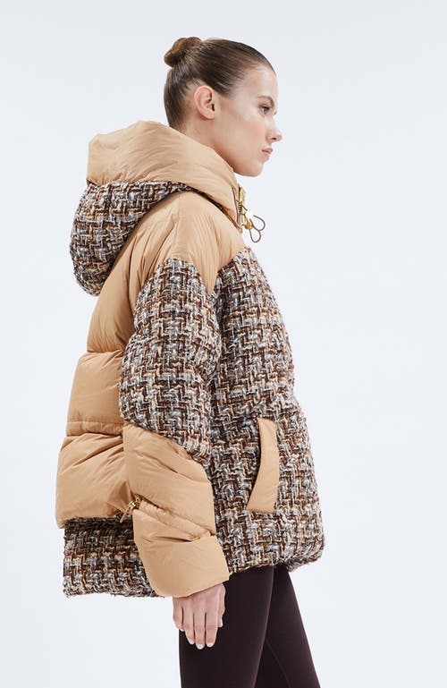 Shop Nicole Benisti Matignon Tweed Jules Puffer Jacket In Mocha