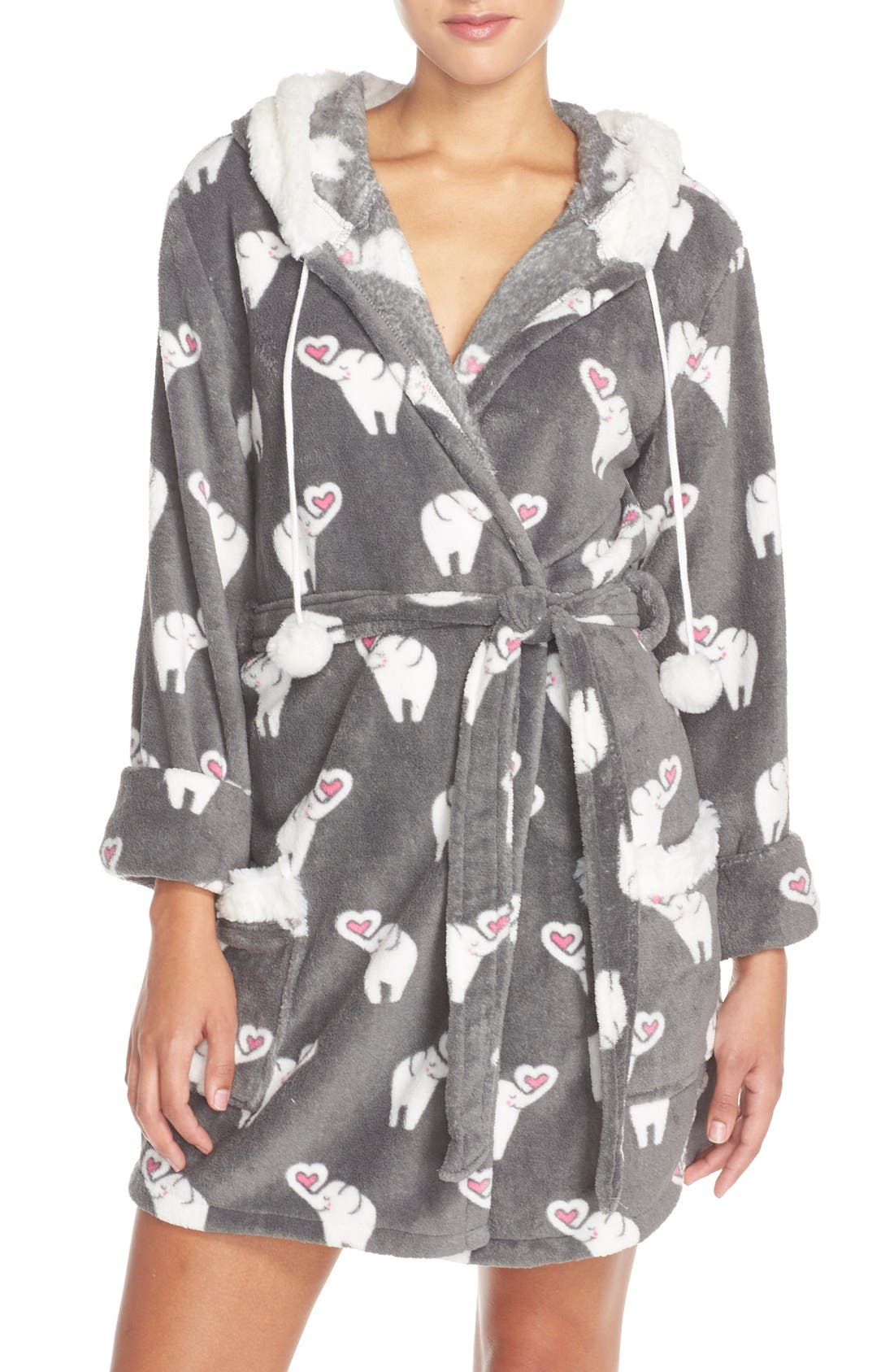 PJ Salvage Hooded Short Fleece Robe Nordstrom