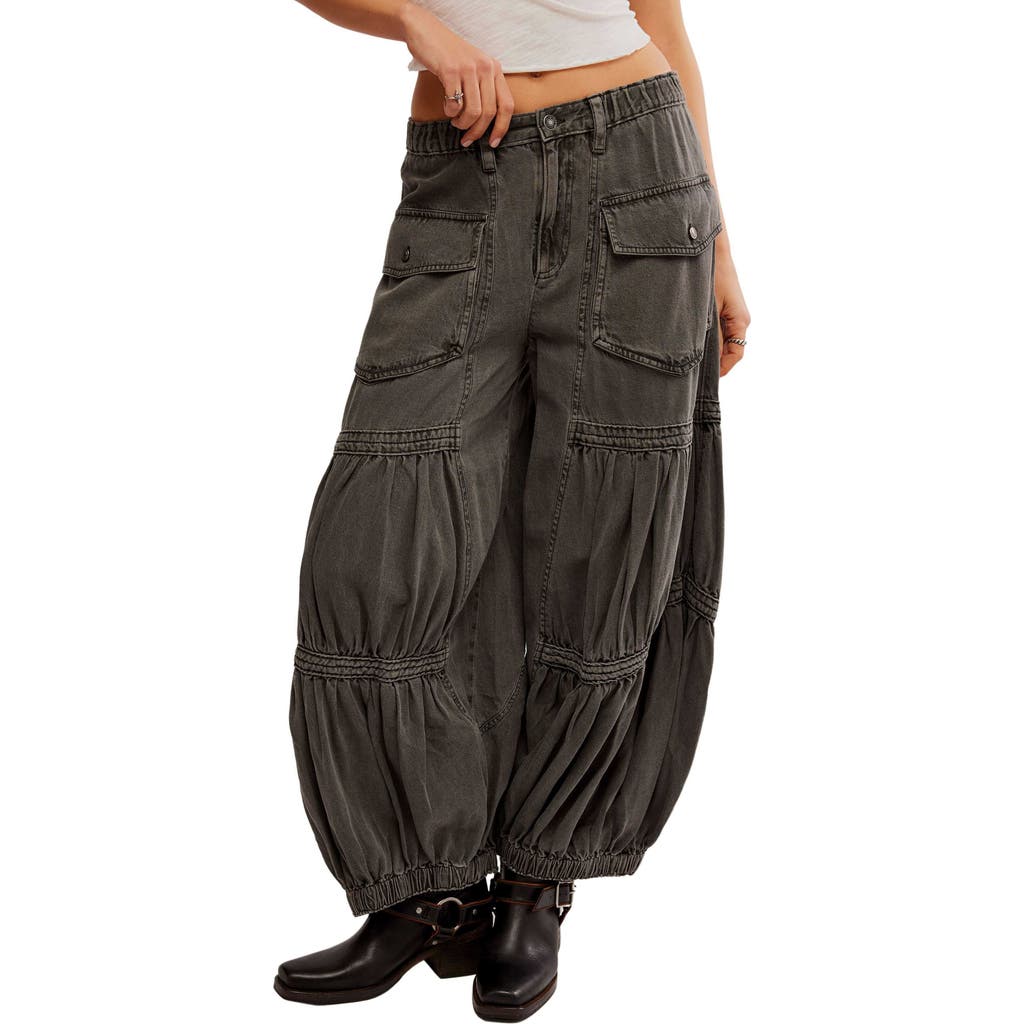 Free People Last Word Parachute Pants In Washed Black
