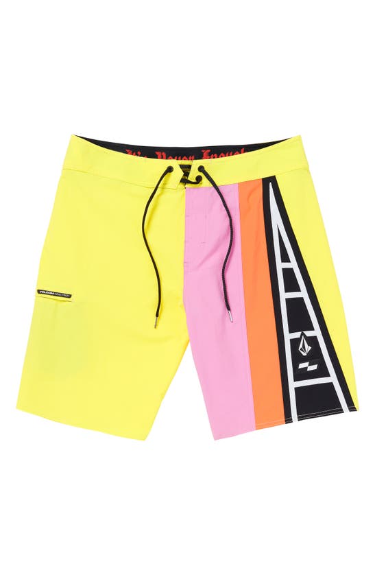 Shop Volcom X Schroff Liberators 20 Board Shorts In Blazing Yellow