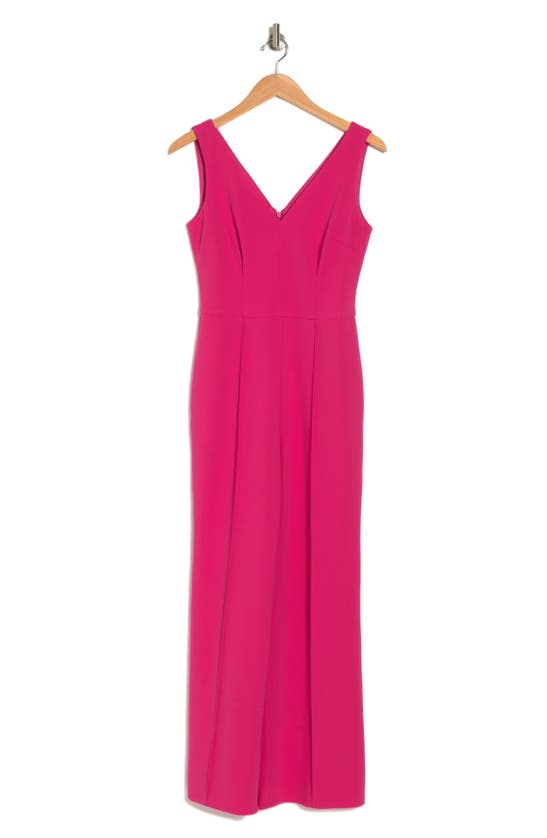 Maggy London Princess Seam Jumpsuit In Fierce Magenta