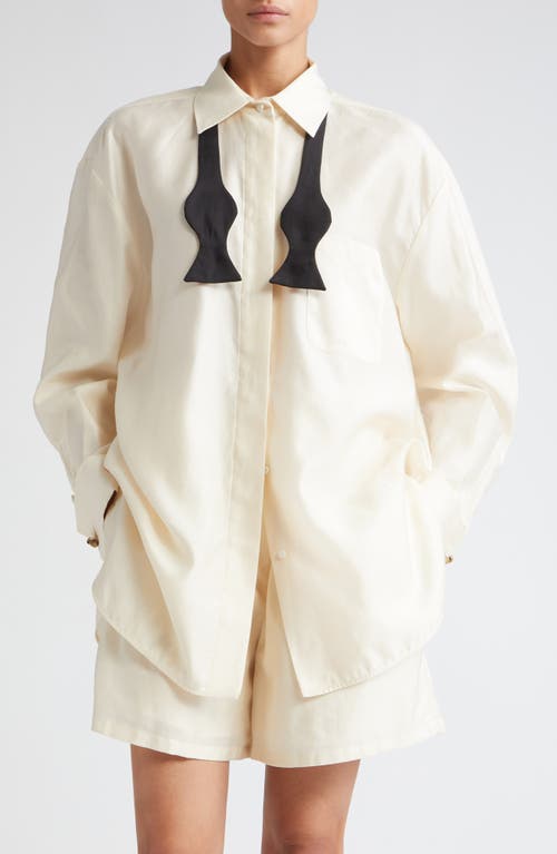 Max Mara Marea Oversize Button-Up Shirt with Bow Tie at Nordstrom