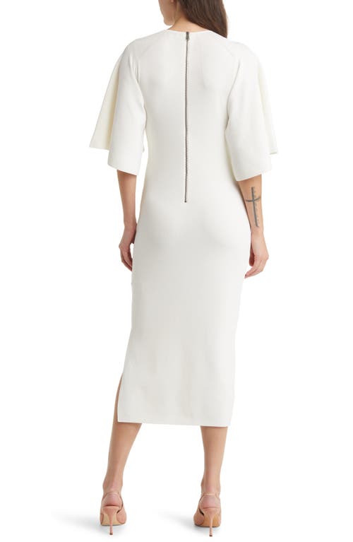 Ted Baker Lounia Fluted Sleeve Bodycon Midi Dress In White