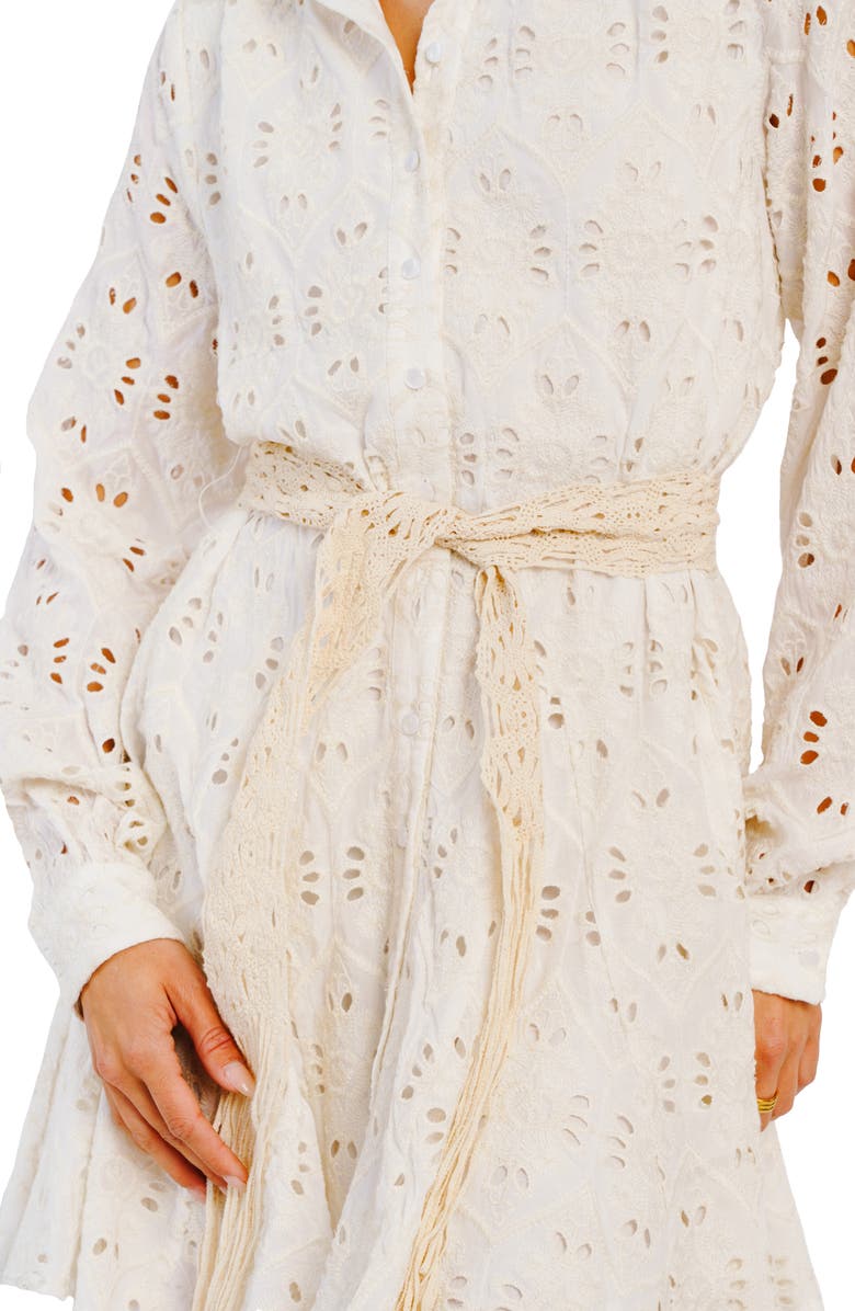 CIEBON Serane Embroidered Long Sleeve Cotton Mini Shirtdress | Nordstrom
