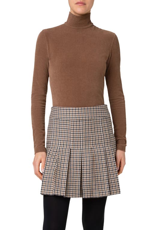 Akris Punto Corduroy Jersey Mock Neck Top In Cognac