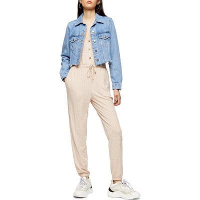 Topshop Ribbed Sleeveless Jumpsuit, US (fits like 0-2) - Beige