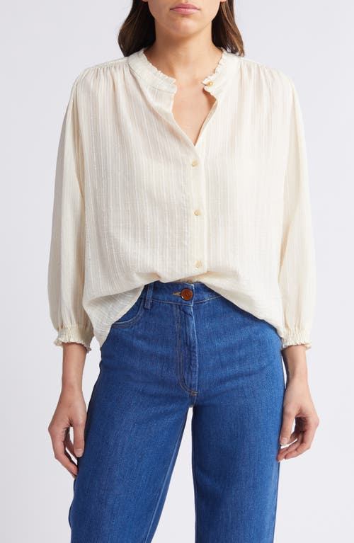 Sessun Sessùn Amalia Stripe Jacquard Button-up Shirt In Fleur De Sel