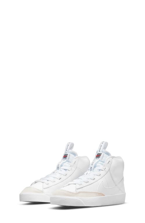 Nike Blazer Mid '77 High Top Sneaker in White/White/Black/White