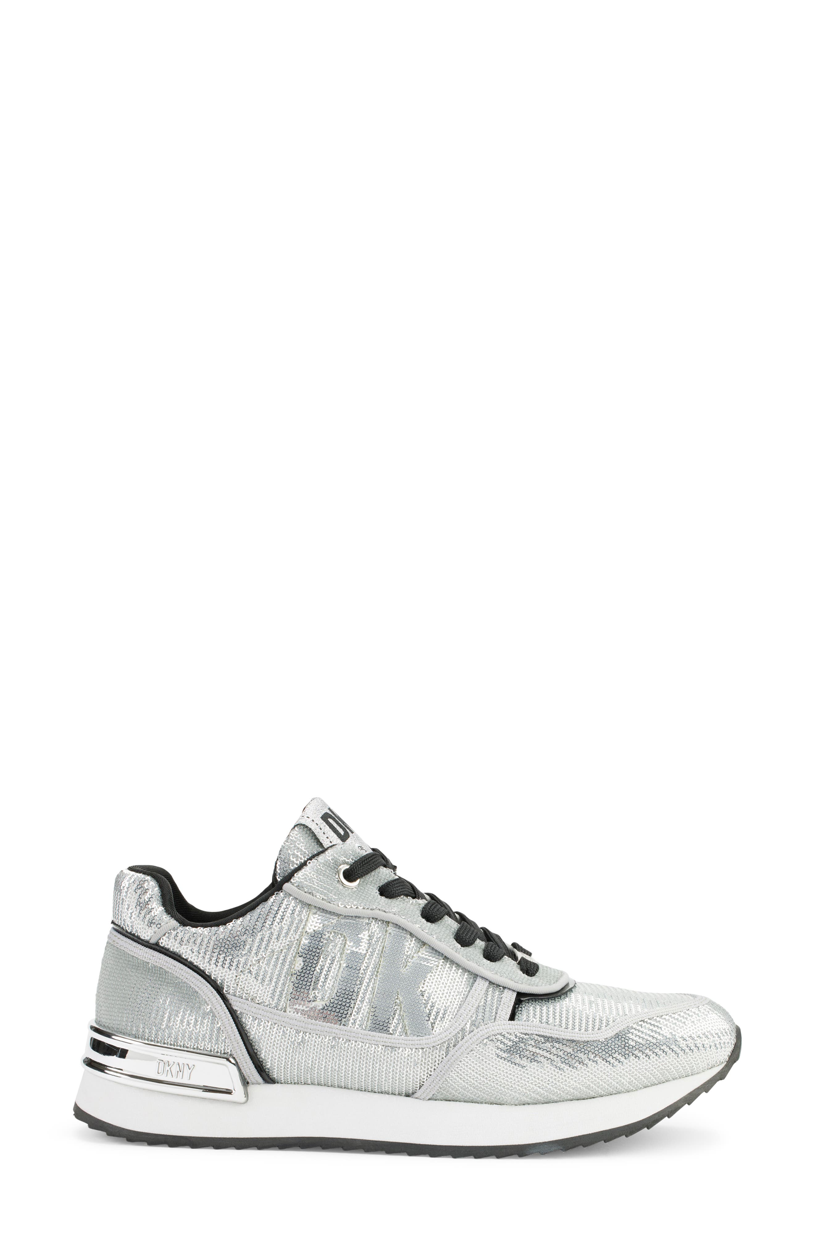 Sale DKNY Sequin Woman Sneaker Silver White