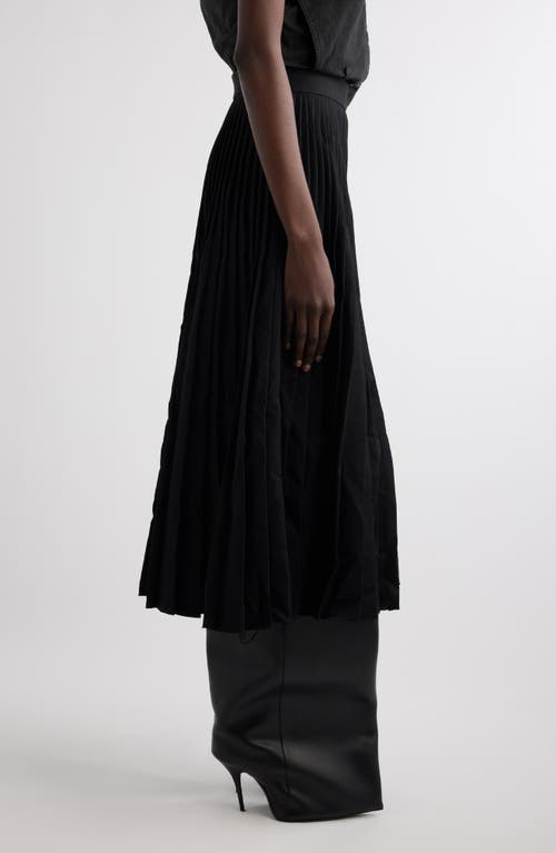 Shop Balenciaga Pleated Wool Skirt In Black