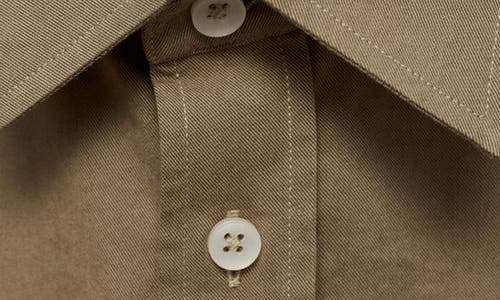 Shop Mango Cotton Twill Button-up Overshirt In Tobacco Brown